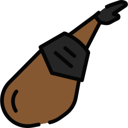 Icono de un jamón de etiqueta negra. Imagen de portada del pack negro para el servicio de cortador de jamón para bodas de Esperanza Mtz